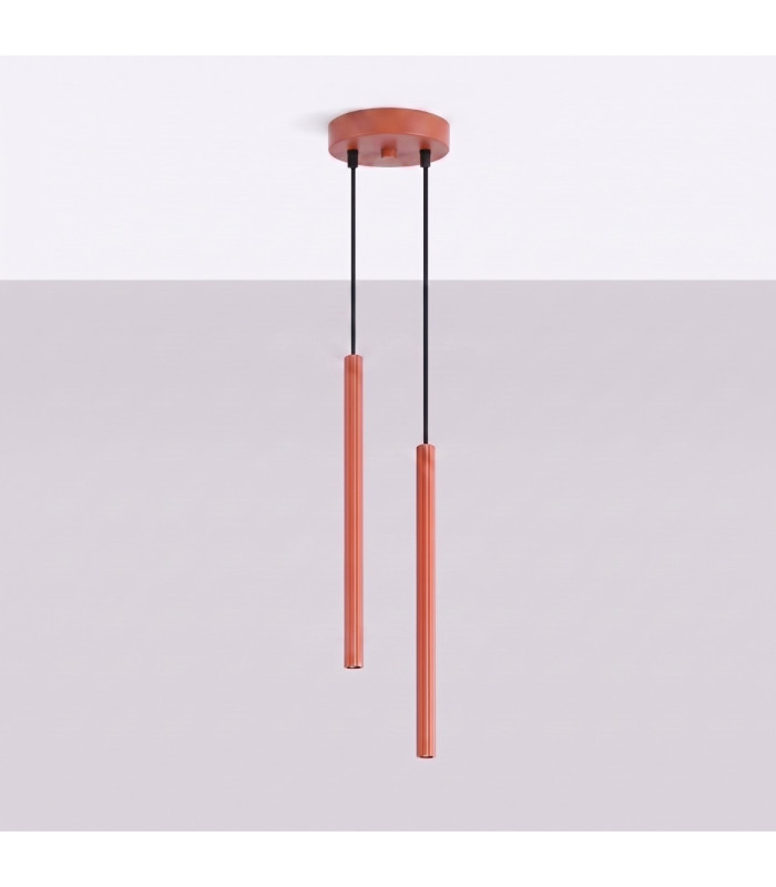 Arche Slim Pendant Ceiling Light Red Ochre 2x G9-3