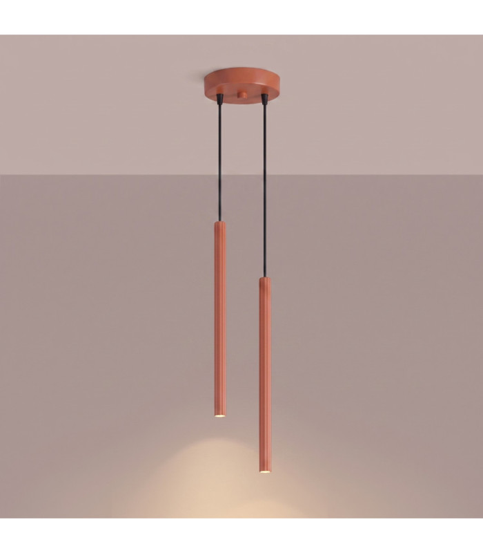 Arche Slim Pendant Ceiling Light Red Ochre 2x G9-4