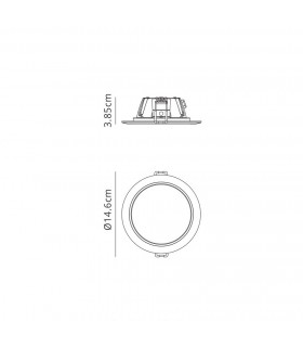Round 14.6cm LED Recessed Downlight Panel, 10.8W, 3000K, 820lm, White, Cut Out 120mm, IP44 - 2