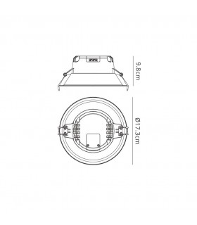 Recessed Downlight 17.3cm Round, 12W, 4000K, 1200lm, White, Cutout 150mm - 2