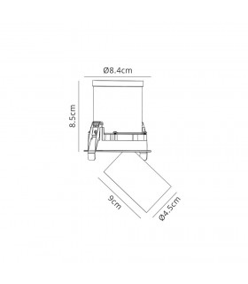 Retractable Recessed Swivel Spotlight, 7W, 3000K, 610lm, Matt White & Black, Cut Out 84mm - 2