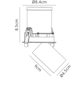 Retractable Recessed Swivel Spotlight, 7W, 4000K, 630lm, Matt White & Black, Cut Out 84mm - 2