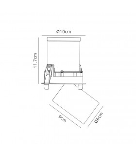 Retractable Recessed Swivel Spotlight, 12W, 4000K, 1080lm, Matt White & Black, Cut Out 95mm - 2