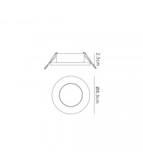 Recessed Spotlight 8.3cm Round, GU10 (Max 50W), White, Cutout 58mm - 2