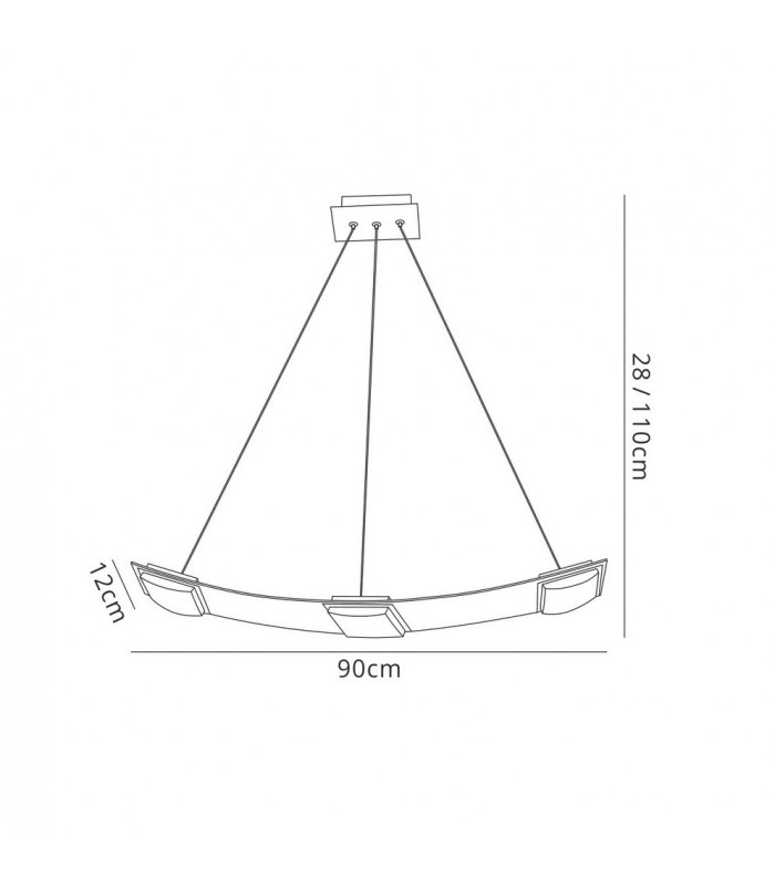 Ceiling Pendant 3 Light 21W LED 3000K, 1890lm, Satin Aluminium, Frosted Acrylic - 2