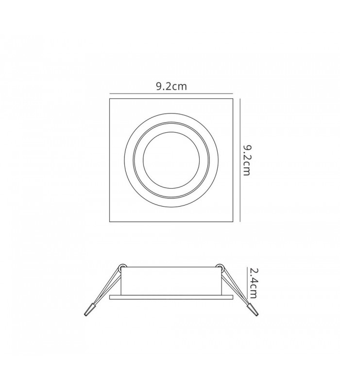 Swivel Recessed Downlight 9.2cm Square 1 x GU10 Max 50W Matt White - 2