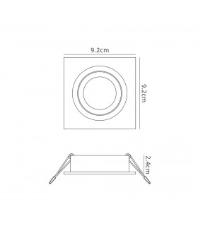 Swivel Recessed Downlight 9.2cm Square 1 x GU10 Max 50W Aluminium - 2