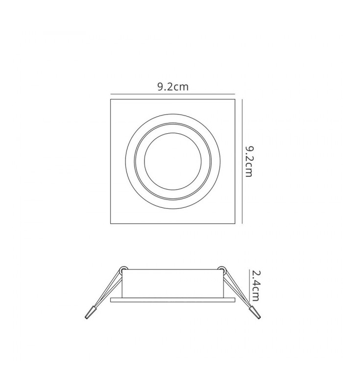 Swivel Recessed Downlight 9.2cm Square 1 x GU10 Max 50W Aluminium - 2
