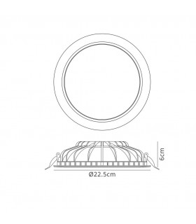 Recessed Downlight 22.5cm Round 24W LED 3000K, 2160lm, Matt White - 2
