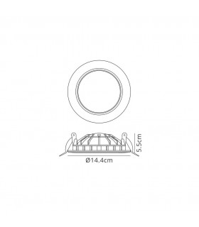 Recessed Downlight 14.4cm Round 12W LED 3000K, 1080lm, Matt White - 2