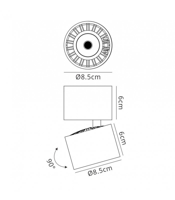 Spotlight 8.5cm Round 12W LED 3000K, 1040lm, Matt White - 2