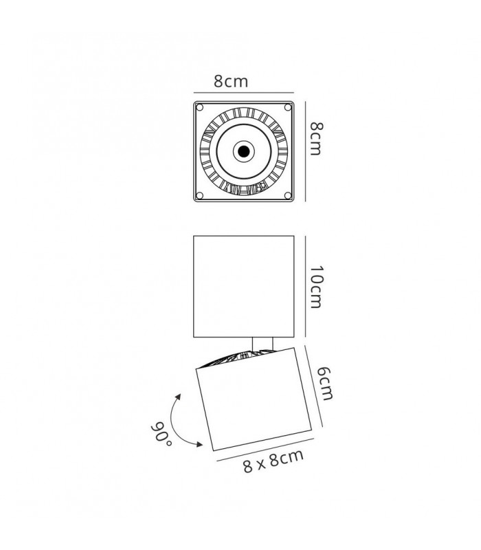 Spotlight 7.6cm Square 12W LED 4000K, 1090lm, Matt White - 2