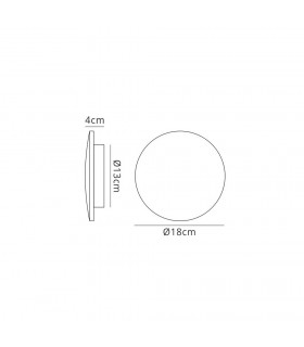 Wall Light 18cm Round 12W LED 3000K, 1080lm, Silver Paint - 2