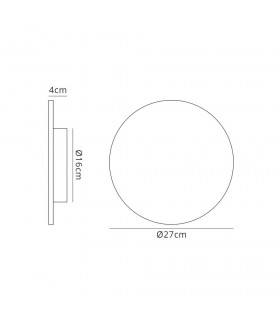 Wall Light 27cm Round 16W LED 3000K, 1260lm, Silver Paint - 2