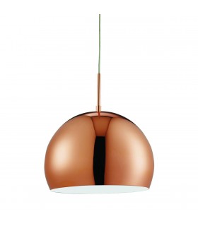 1 Light Small Dome Ceiling Pendant White, Copper, E27 - 1
