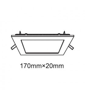 Recessed Downlight Square Panel 6inch 12W Pure White 6400K, 1000lm, White Frame, Inc. Driver - 2