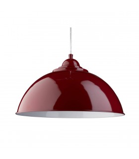 1 Light Dome Ceiling Pendant Red with Metal Shade, E27 - 1