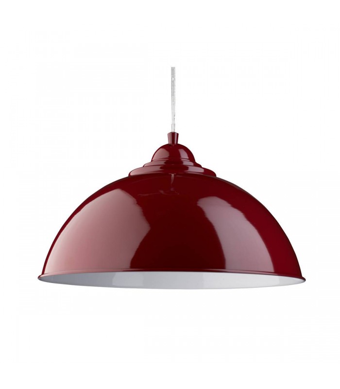 1 Light Dome Ceiling Pendant Red with Metal Shade, E27 - 1
