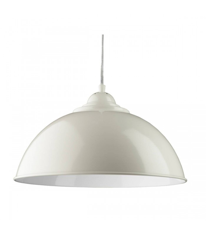 1 Light Dome Ceiling Pendant Cream with Metal Shade, E27 - 1