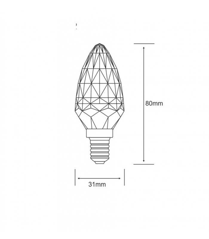 Candle E14 3W Cool White 4000K 320lm, Clear Crystal - 2