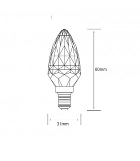Candle E14 3W Warm White 3000K, 300lm, Clear Crystal - 2