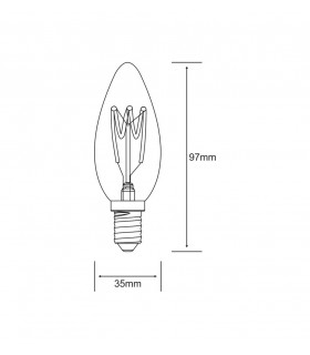 LED Candle, W E14 Non-Dimmable 230V 2W Warmwhite 1800K, Gold - 2