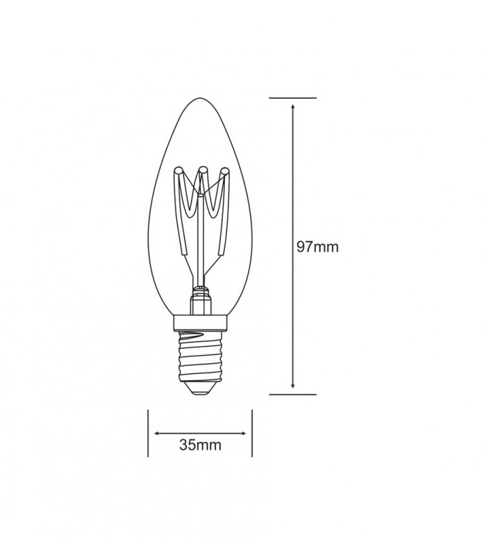 LED Candle, W E14 Non-Dimmable 230V 2W Warmwhite 1800K, Gold - 2