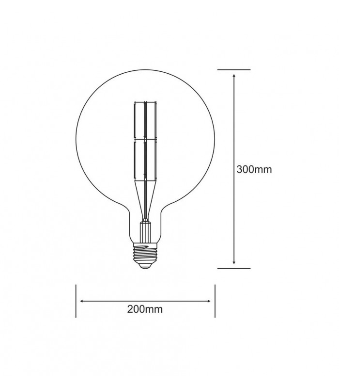 LED Globe D200, H E27 Dimmable 230V 8W Warmwhite 1800K, Gold, 5yrs Warranty - 2