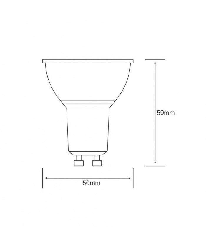 GU10 230V 5W Warm White 3000K, 350lm 100 deg. SCOB, White - 3