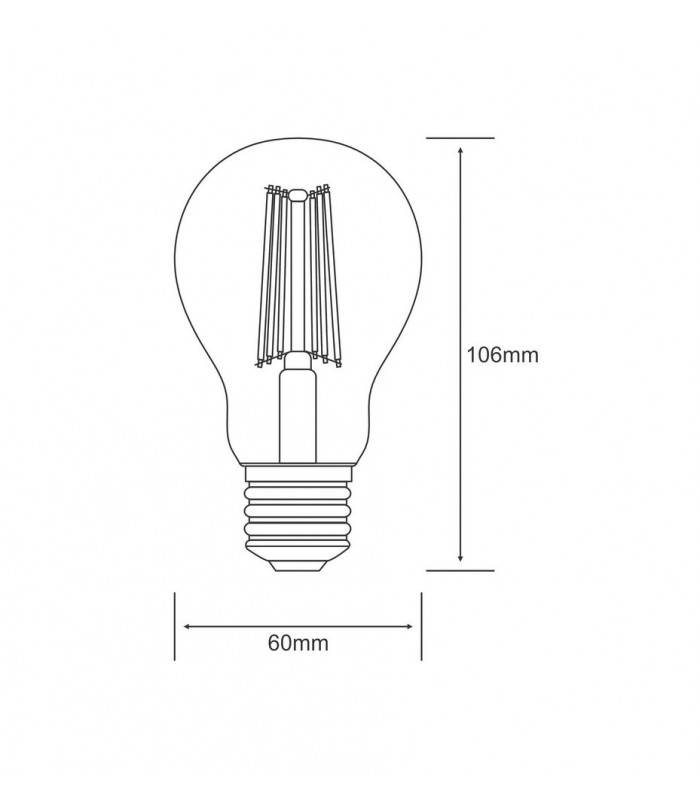 LED GLS E27 Dimmable 230V 8W Warm White 2700K, 806lm, Clear - 2