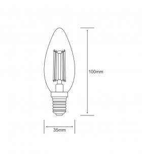 LED Candle E14 230V 4W Warm White 2700K, 470lm, Clear - 2