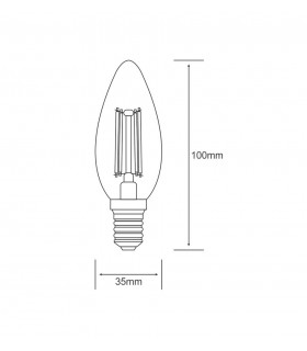 LED Candle E14 Dimmable 230V 4W Warm White 2700K, 400lm, Clear - 2