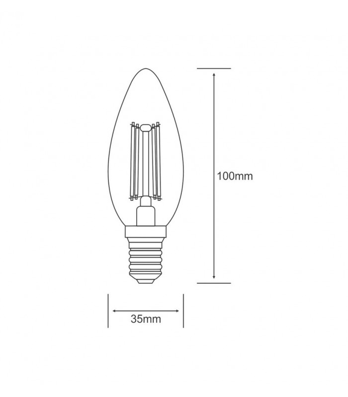 LED Candle E14 Dimmable 230V 4W Warm White 2700K, 400lm, Clear - 2