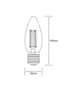 LED Candle E27 230V 4W Warm White 2700K, 470lm, Clear - 2