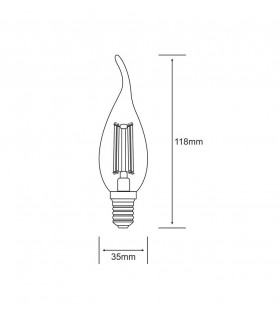 LED Candle Tip E14 230V 4W Warm White 2700K, 470lm, Clear - 2