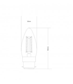 LED Candle B22d Dimmable 230V 4W Warm White 2700K, 400lm, Clear - 2