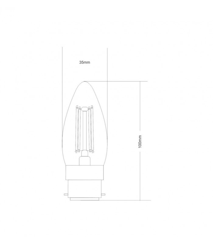 LED Candle B22d Dimmable 230V 4W Warm White 2700K, 400lm, Clear - 2