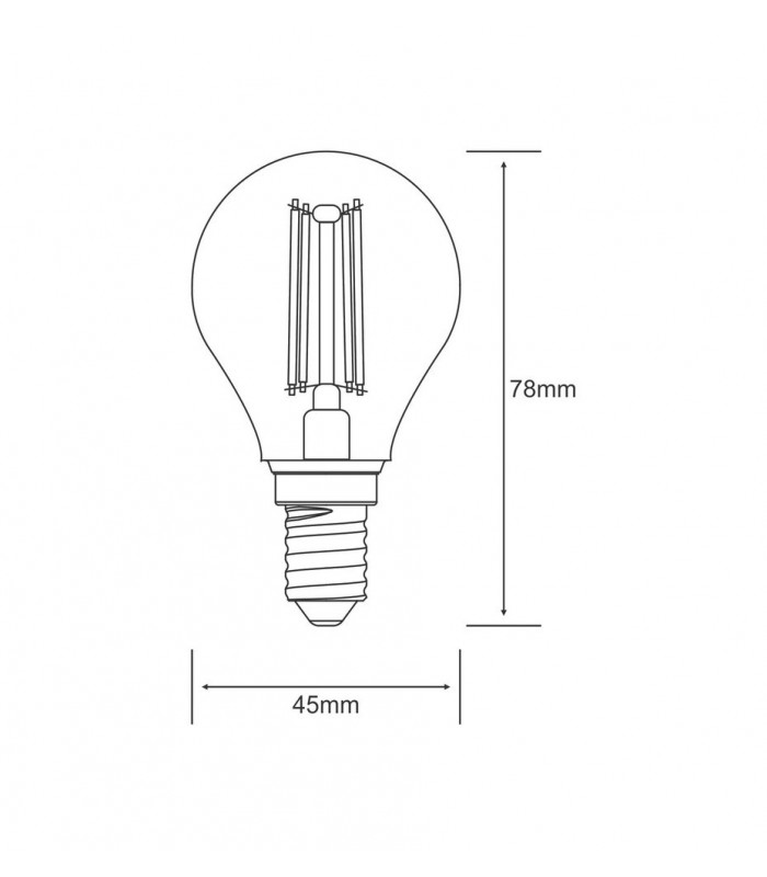 LED Globe E14 230V 4W Warm White 2700K, 470lm, Clear - 2
