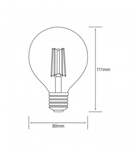 LED Globe D80 E27 230V 4W Warm White 2700K, 470lm, Clear - 2