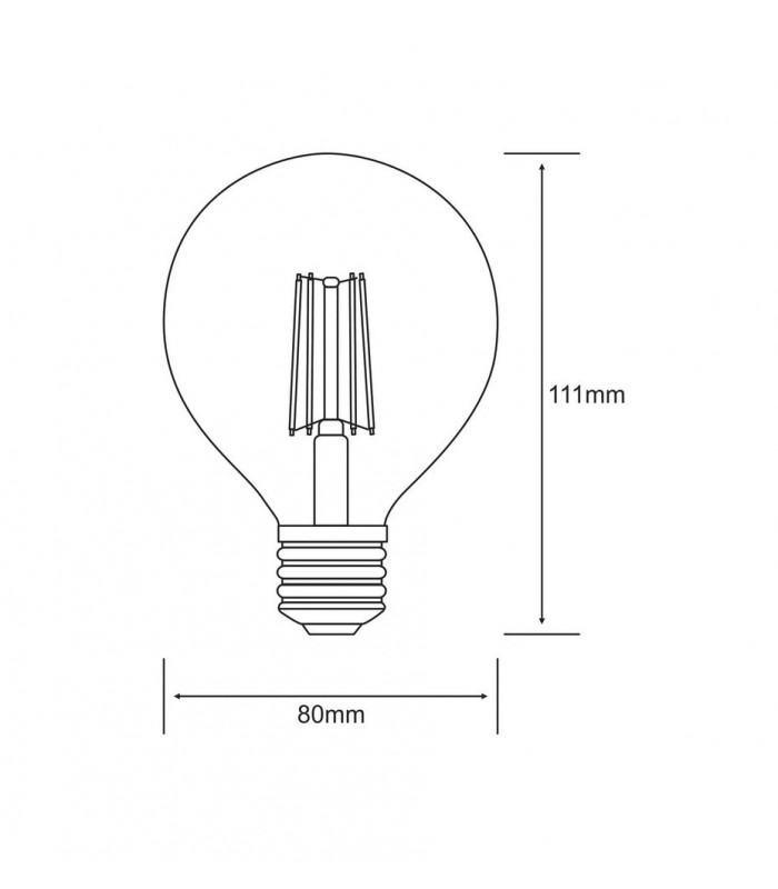 LED Globe D80 E27 230V 4W Warm White 2700K, 470lm, Clear - 2