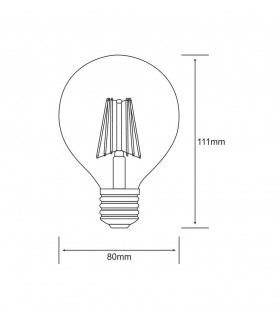 LED Globe D80 E27 230V 8W Warm White 2700K, 806lm, Clear - 2