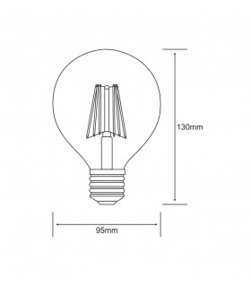 LED Globe D95 E27 230V 8W Warm White 2700K, 806lm, Clear - 2