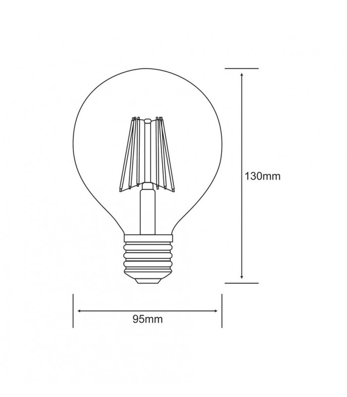 LED Globe D95 E27 230V 8W Warm White 2700K, 806lm, Clear - 2