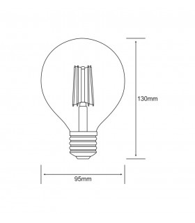 Classic LED Globe D95 E27 230V 6.5W Warm White(Clear) 806lm - 2