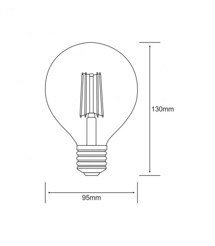 Classic LED Globe D95 E27 230V 6.5W Warm White(Clear) 806lm - 2