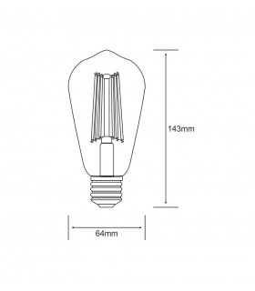 LED Rustica Tradition Tip, M E27 230V 6.5W 2200K, 630lm, Amber - 2