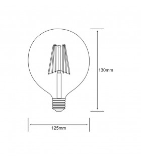 LED Globe D125 E27 230V 8W Warm White 2700K, 806lm, Clear - 2