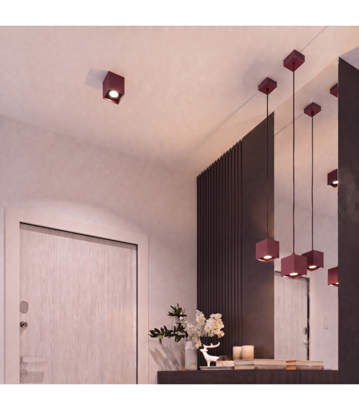 Quad Surface Mounted Downlight Burgundy 1x GU10-2