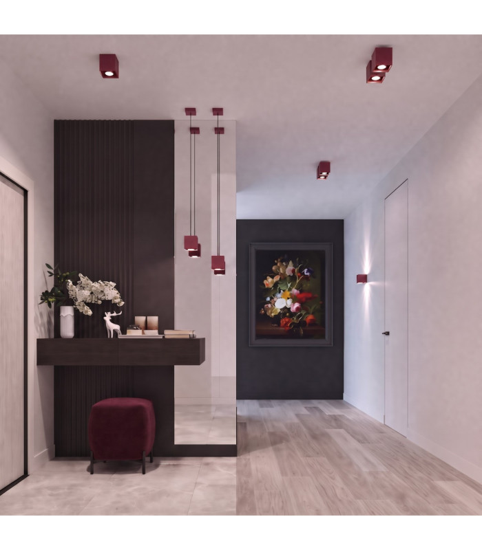 Quad Surface Mounted Downlight Burgundy 1x GU10-13