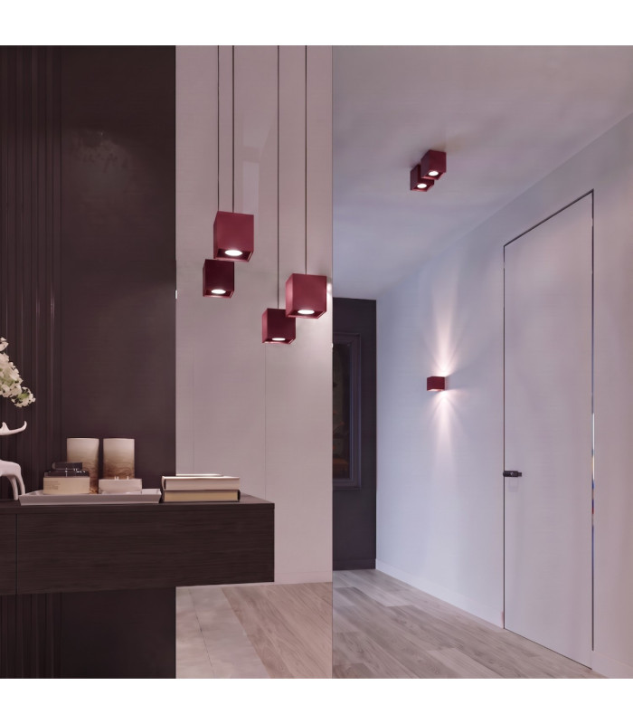 Quad Surface Mounted Downlight Burgundy 1x GU10-14